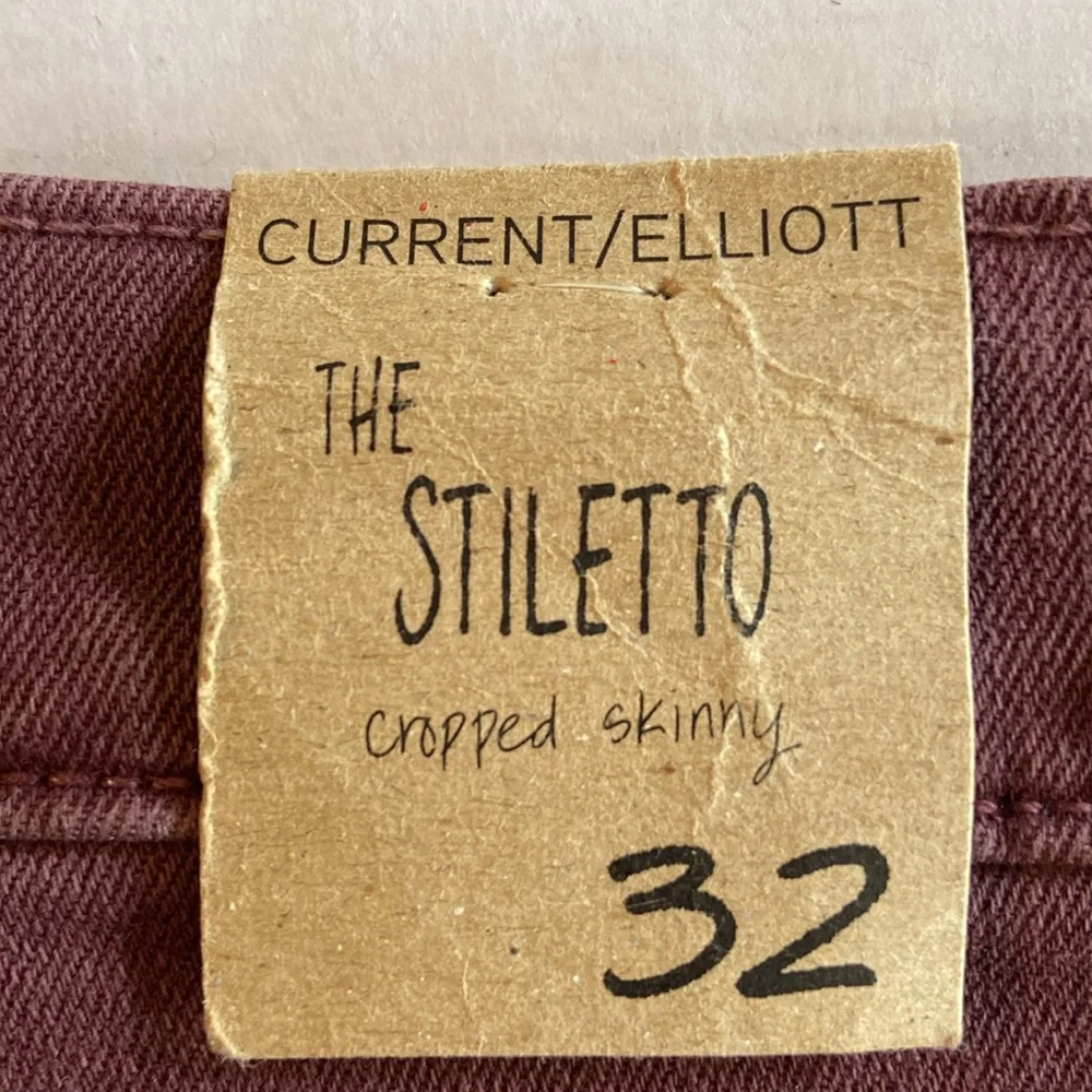 Current/Elliott NWT The Stiletto Vintage Burgundy Ankle Jeans 3127